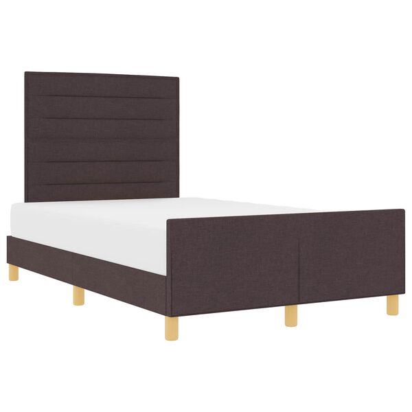 vidaXL Estructura de cama con cabecera Marr&oacute;n oscuro 120 x 200 cm tela