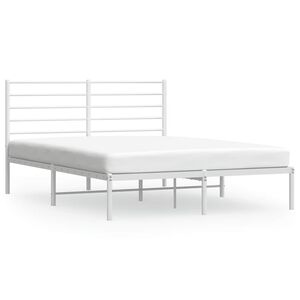 vidaXL Estructura cama sin colch&oacute;n con cabecero metal blanco 140x190cm
