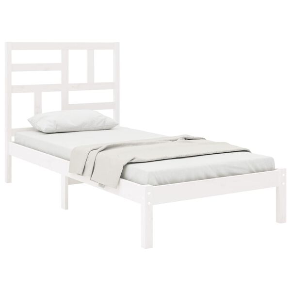 vidaXL Estructura de cama sin colchón madera maciza blanco 75x190 cm
