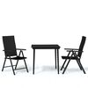 vidaXL Juego de comedor de jard&iacute;n 3 piezas negro