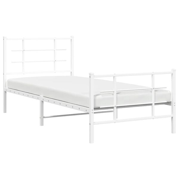vidaXL Estructura cama sin colchón con estribo metal blanco 90x190 cm