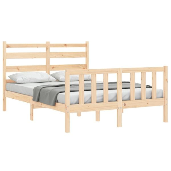 vidaXL Estructura de cama sin colch&oacute;n madera maciza de pino 140x190 cm