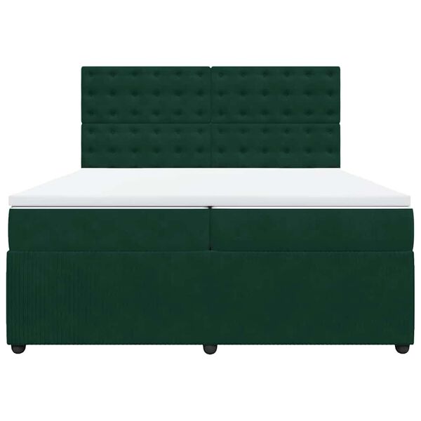 vidaXL Cama box spring con colch&oacute;n terciopelo verde oscuro 200x200 cm