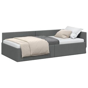 vidaXL Estructura de cama en esquina Gris oscuro 90 cm x 190 cm tela