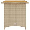 vidaXL Mesa de jard&iacute;n superficie de madera rat&aacute;n PE beige 110x68x70 cm