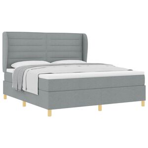 vidaXL Cama tipo Box Spring con colch&oacute;n Gris Claro 200 x 180 cm tela