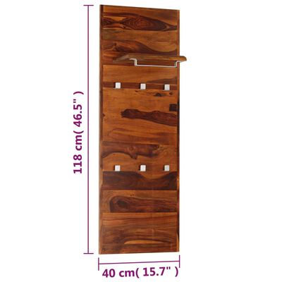 vidaXL Perchero de madera maciza de sheesham 118x40 cm
