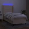 vidaXL Cama box spring colch&oacute;n y luces LED tela crema 90x200 cm
