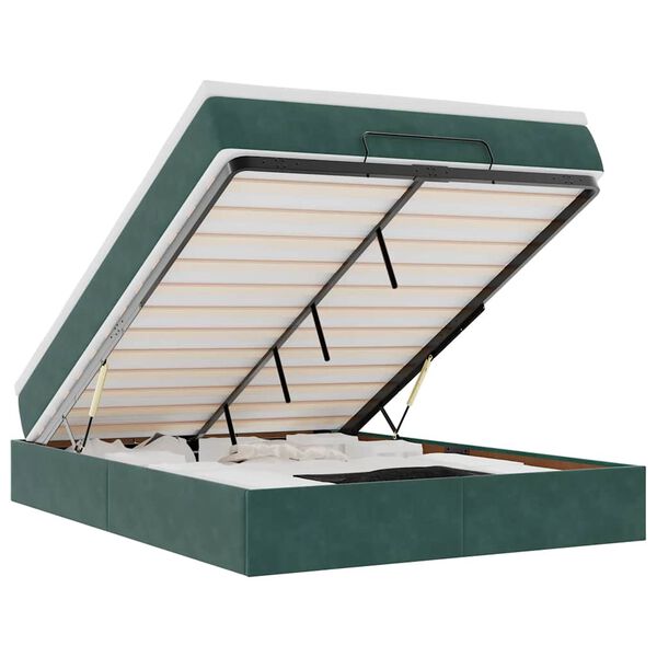 vidaXL Estructura cama otomana colch&oacute;n terciopelo verde oscuro
