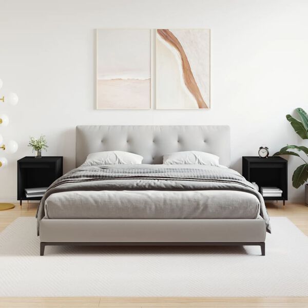 vidaXL Mesitas de noche 2 uds madera de ingenier&iacute;a negro 40x35x50 cm