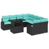 vidaXL Conjunto de sof&aacute; de jard&iacute;n 9 pcs Negro Rattan de Poli&eacute;ster