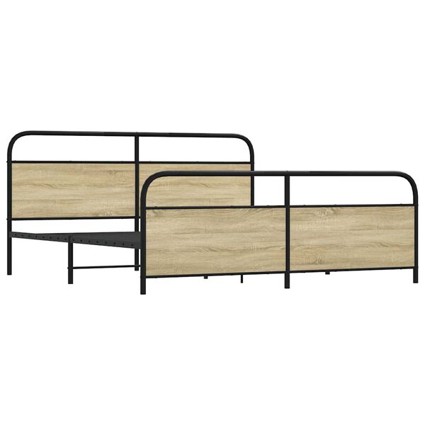 vidaXL Estructura de cama sin colch&oacute;n metal roble Sonoma 200x200 cm