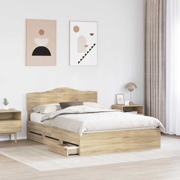 vidaXL Estructura de cama Roble Sonoma 140 x 200 cm Madera Ingenieril