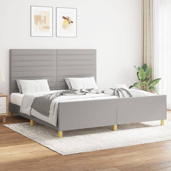 vidaXL Cama sin colch&oacute;n tela gris claro 160x200 cm