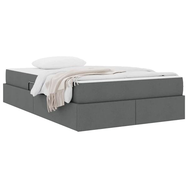 vidaXL Cama con almacenamiento y colch&oacute;n Gris oscuro 120 x 200 cm