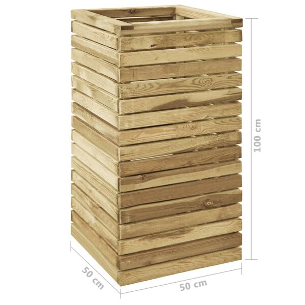 vidaXL Arriate de madera de pino impregnada 50x50x100 cm
