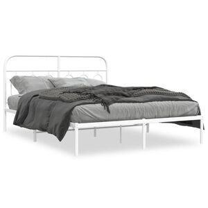 vidaXL Estructura cama sin colch&oacute;n con cabecero metal blanco 140x200cm