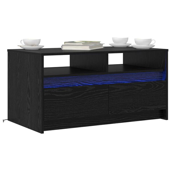 vidaXL Mesa de Caf&eacute; Roble Negro 90 x 50 x 45 cm Madera de ingenier&iacute;a