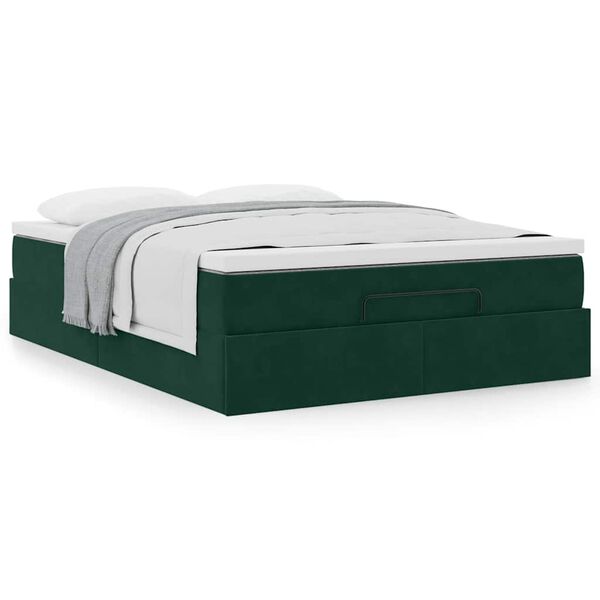 vidaXL Estructura cama otomana colch&oacute;n terciopelo verde oscuro