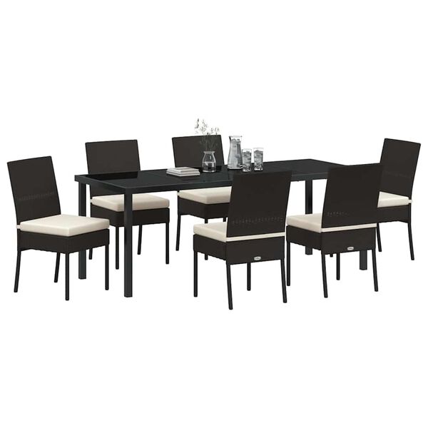 vidaXL Conjunto de Comedor de Jard&iacute;n 7 pcs Negro