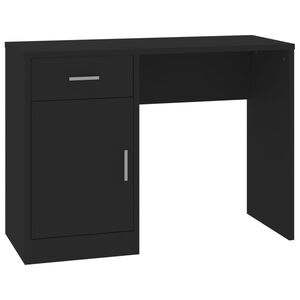 vidaXL Escritorio con caj&oacute;n y armario madera negro 100x40x73 cm