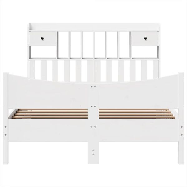vidaXL Estructura de cama sin colch&oacute;n madera de pino blanca 150x200 cm