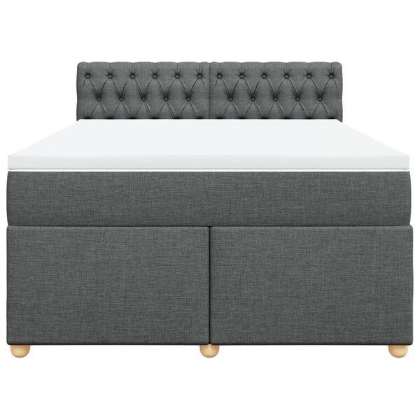 vidaXL Cama box spring con colch&oacute;n tela gris oscuro 140x200 cm