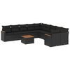vidaXL Set de sof&aacute;s de jard&iacute;n 11 pzas y cojines rat&aacute;n sint&eacute;tico negro