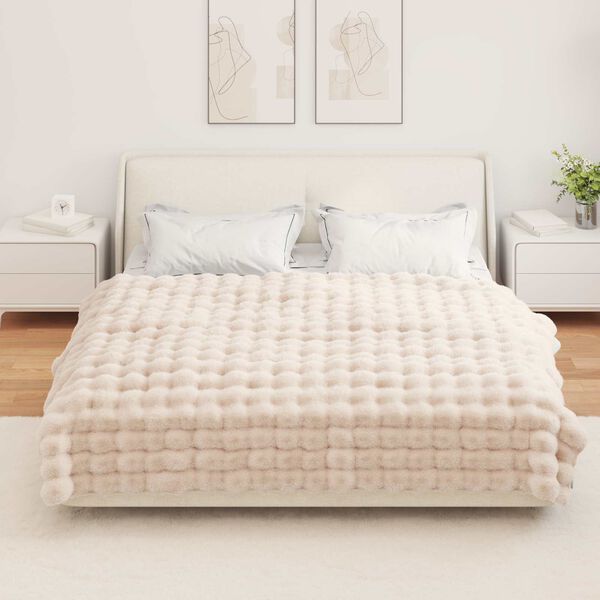 vidaXL Manta de Piel de Conejo Sint&eacute;tica 4 pcs Beige 150 x 220 cm