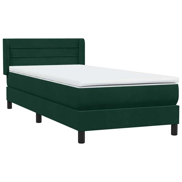 vidaXL Cama box spring con colch&oacute;n terciopelo verde oscuro 90x220 cm