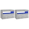 vidaXL Mesitas de noche LED 2 uds contrachapada hormig&oacute;n 60x35x40 cm