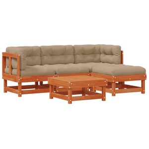 vidaXL Conjunto de Sof&aacute;s de Jard&iacute;n 15 pcs Marr&oacute;n Cera