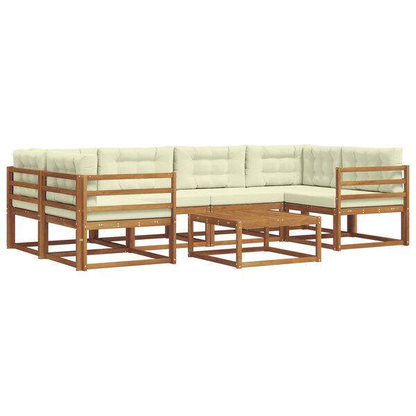 vidaXL Conjunto de sof&aacute;s de exterior con coj&iacute;n 7 pcs Natural y Crema