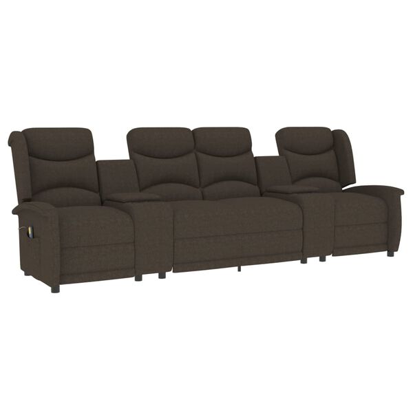 vidaXL Sillón de masaje reclinable 4 plazas con portavasos marrón