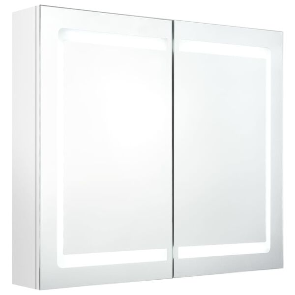 vidaXL Armario de ba&ntilde;o con espejo LED blanco brillante 80x12x68 cm