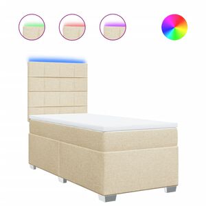 vidaXL Cama box spring con colch&oacute;n tela color crema 90x190 cm