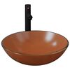 vidaXL Lavabo de ba&ntilde;o grifo y desag&uuml;e de empuje vidrio templado marr&oacute;n