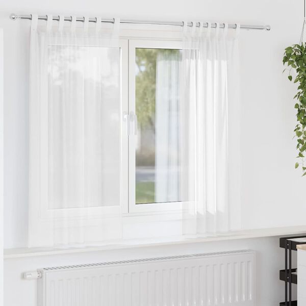 vidaXL Cortinas de gasa con trabillas 2 uds. color blanco 140x140 cm