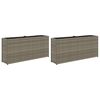 vidaXL Jardineras con 2 maceteros 2 uds rat&aacute;n PE gris 90x20x40 cm