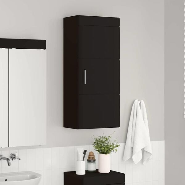 vidaXL Armario de pared para ba&ntilde;o TULUM Negro 37 x 24,5 x 86 cm