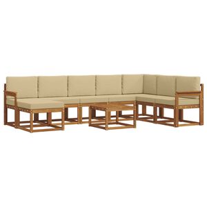 vidaXL Conjunto de sof&aacute;s de exterior con coj&iacute;n 9 pcs Natural y Beige