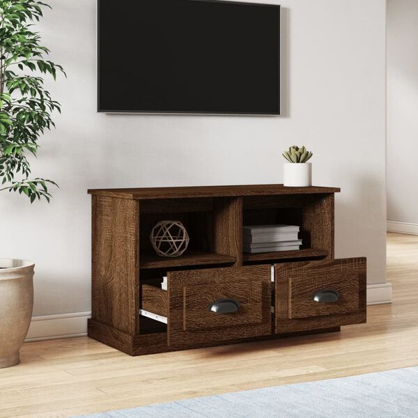 vidaXL Mueble para TV madera contrachapada marr&oacute;n roble 80x35x50 cm