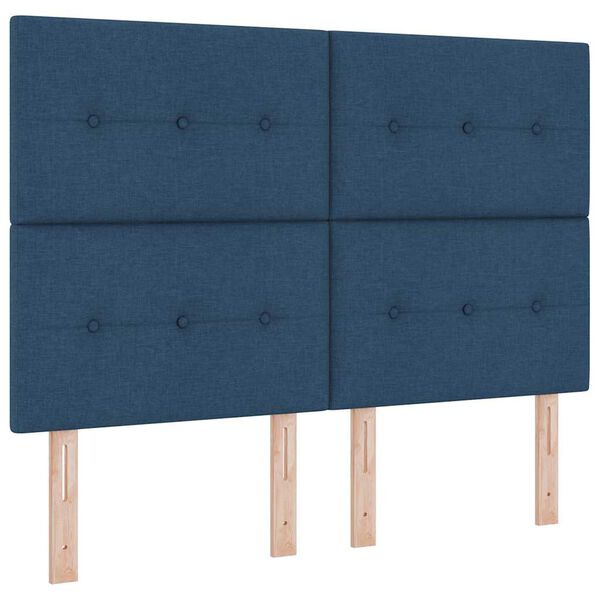 vidaXL Cama con Somier y Colch&oacute;n Gris Oscuro 90x190 cm de Tela Azul