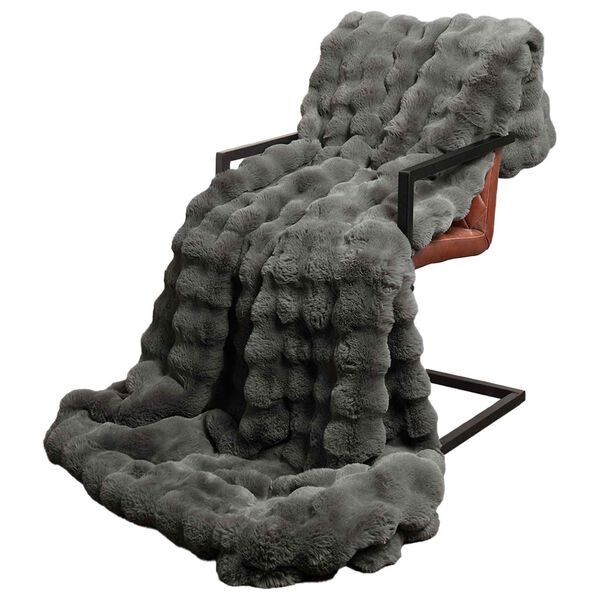 vidaXL Manta de Piel de Conejo Sintética 4 pcs Gris oscuro