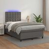 vidaXL Cama box spring con colch&oacute;n LED cuero sint&eacute;tico gris 120x190 cm