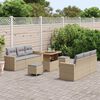 vidaXL Conjunto de sof&aacute; de jard&iacute;n 9 pcs Beige rat&aacute;n sint&eacute;tico