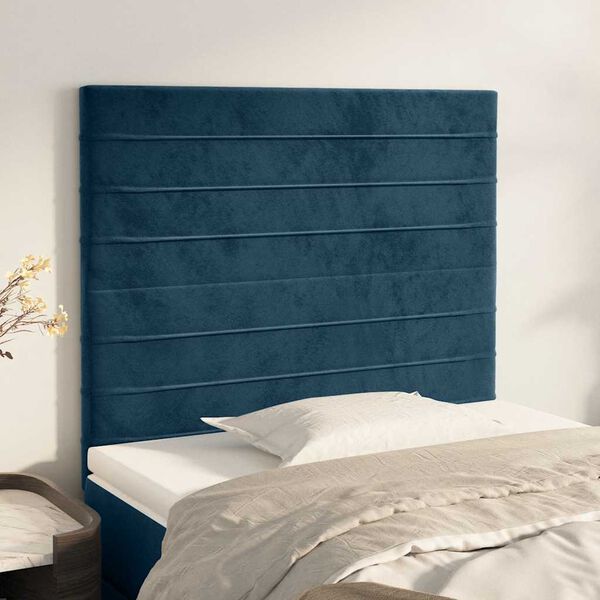 vidaXL Cabecero de cama azul oscuro 90x5x118/128 cm Terciopelo