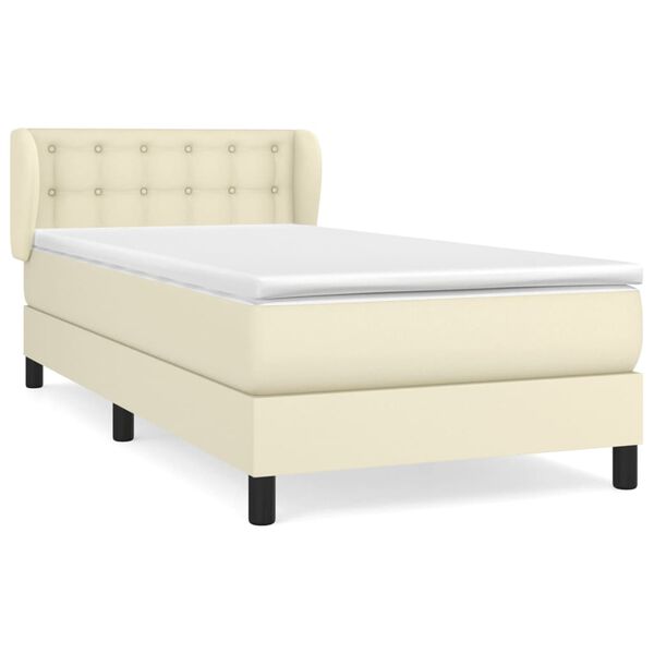 vidaXL Cama box spring con colch&oacute;n cuero sint&eacute;tico crema 90x190 cm