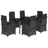 vidaXL Set de comedor de jard&iacute;n 7 pzas y cojines rat&aacute;n sint&eacute;tico negro