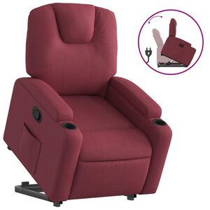 vidaXL Sill&oacute;n reclinable elevable tela rojo tinto